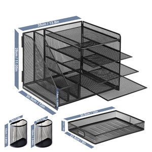 Năm Lớp Kim Loại Sắt Lưới Lưu Trữ Giá Văn Phòng Tổ Chức Với Hai Chủ Bút Tập Tin & Tài Liệu Giá Cho Bàn Máy Tính Để Bàn Lưu Trữ - Product Image 5