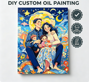 Kit de <span class=keywords><strong>peinture</strong></span> sur toile personnalisé Songwoo : <span class=keywords><strong>Peinture</strong></span> par numéros pour portrait familial de quatre personnes - Product Image 1