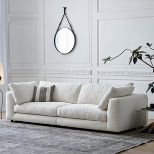 Small Living Room Straight <b>Sofa</b> Wabi Sabi Retro Style Cotton Linen High Density Fabric Household Couch Furniture - Product Image 1