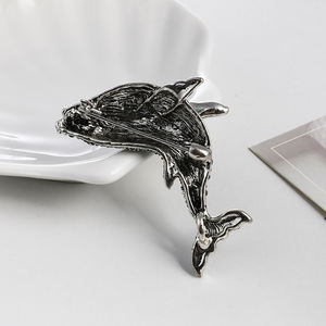 Broche de Moda con Forma de Pez Delfín de Cristal, Broche de Animal Marino con Pedrería de Color, Broche de Ballena - Product Image 5