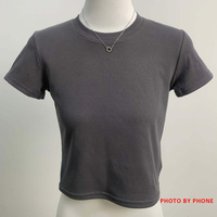 Vente en gros 230gsm T-shirt slim fit pour bébés filles avec logo personnalisé T-shirts pour femmes T-shirt à manches courtes en coton Top court ajusté