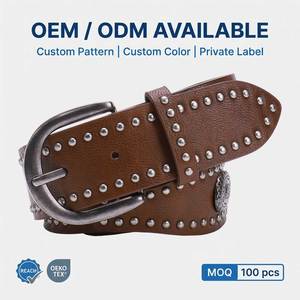 Cinturón de Cuero con Tachuelas para Mujer, Estilo Occidental, Hebilla Plateada, Multicolor, Venta al Por Mayor, OEM, ODM, Certificado REACH - Product Image 2