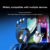 SAMZHE Cable USB-A a Múltiples Dispositivos de 1.5m y 100W, Cable de Datos Trenzado de Carga Rápida de 6A con Tipo C/L/Micro USB para iPhone, Android y Múltiples Dispositivos
