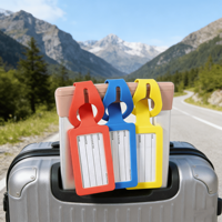 Ensemble d'étiquettes de bagages et de porte-passeports personnalisés en PVC avec nom et identification, imprimés sur mesure pour cadeau de voyage