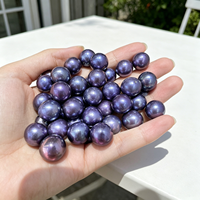 Perles rondes en vrac Muses Jewels, 11-12 mm, naturelles, d'eau douce, brillantes, violet foncé, pour la fabrication de colliers et de bijoux DIY