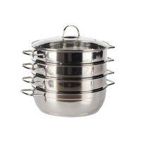 Casserole vapeur de cuisine de haute qualité, luxueuse, écologique, en acier inoxydable 4 Ti, avec couvercle en verre