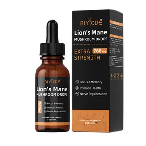 BIYODE Lion's Mane Mushroom Extract Drops Nootropics Liquid Immune System Brain Boost Organic Lions Mane Liquid