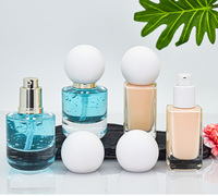 Sérum d'essence de luxe, parfum, huile essentielle, lotion, vaporisateur, flacon personnalisable de 30 ml, cylindrique, rond, en verre transparent, fond épais