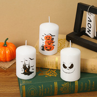 Nouvelles bougies en cire sans fumée à thème Halloween, avec motifs Château Citrouille, idéales pour créer une ambiance transfrontalière.