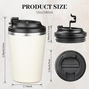 แก้วกาแฟสแตนเลสสุญญากาศแบบสองชั้น ขนาด 12 ออนซ์ 350 มล. ผลิตตามสั่งขายส่ง ป้องกันการรั่วซึม เหมาะสำหรับเดินทางและเป็นของขวัญ - Product Image 4