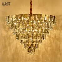 Büyük yuvarlak modern avize lamba İtalyan restoran kolye ışık altın lüks k9 kristal avize