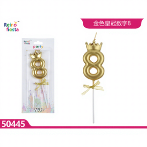 เทียนขี้ผึ้งแฮนด์เมดรูปมงกุฎทองคำหมายเลข8สำหรับงานเฉลิมฉลองและของตกแต่งงานปาร์ตี้วันอีสเตอร์ปีใหม่และเดือนรอมฎอน - Product Image 1