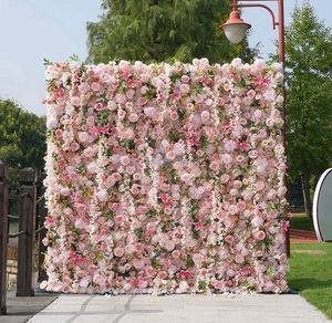 Toile <span class=keywords><strong>de</strong></span> fond murale rose artificielle, fleurs <span class=keywords><strong>de</strong></span> rose en soie au toucher réel, décoration <span class=keywords><strong>de</strong></span> mariage pour la Saint-Valentin, décoration élégante et douce pour les fleuristes - Product Image 1