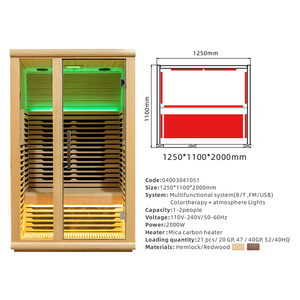 Sauna infrarouge Fanlan pour 2 personnes, thérapie par lumière <span class=keywords><strong>rouge</strong></span> à spectre complet, sauna intérieur infrarouge - Product Image 4
