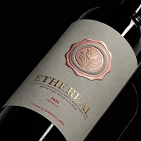 Étiquettes personnalisées de luxe en relief avec feuille d'or pour bouteilles de vin rouge, résistantes à l'eau