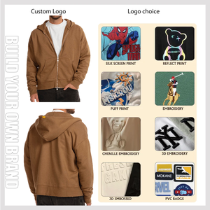 Heavyweight French Terry Zip up Hoodie Personalizable Oversized Boxy Cropped Fit Drop Shoulder Fleece <span class=keywords><strong>Two</strong></span> Way Zipper Zip up Hoodie - Product Image 2