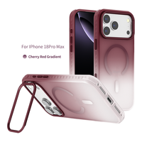 Nouvelle coque de protection antichute avec support magnétique dégradé givré pour iPhone 18 Pro Max, étui de téléphone dégradé avec support métallique