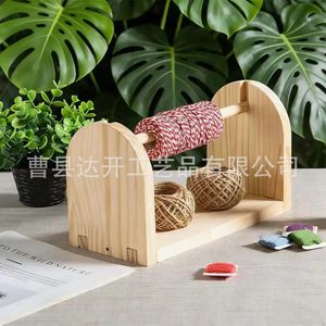 Solid Wood Spool <b>Rack</b> Double Tier <b>Rotatable</b> Yarn Storage <b>Rack</b> For Workshops - Product Image 2