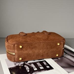 2025 New <b>Leather</b> Bags Fashionable Genuine <b>Leather</b> <b>Large</b> Capacity Boston Women <b>Handbag</b> Suede Bowling Ball Women's Shoulder Bags - Product Image 5