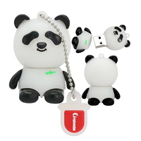 Flash Drive USB 3.0 PVC Bentuk Panda Kartun, Hadiah Promosi Baru, Logo Kustom, USB Pen Drive