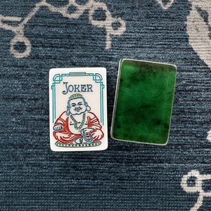Juego de Mahjong Americano con Cabeza de Buda Verde Jade, Juego de Mahjong Portátil de Acrílico de Dos Capas con Diseño Impreso, Fichas de Mahjong Americanas - Product Image 3