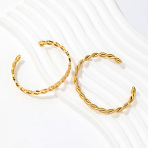 Braccialetto con polsino in corda intrecciata in oro e argento di fascia alta bracciale rigido regolabile da donna gioielli in acciaio inossidabile - Product Image 3