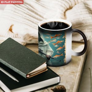 Custom Logo Blank Mug 11oz Frosted Black <b>Ceramic</b> Heat Sensitive <b>Cup</b> - Product Image 3