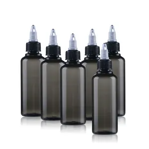 Garrafa de óleo de cabelo cosmético 120ml, preto vazio para viagem, pcr com tampa torção