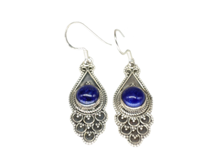 Pendientes de Lapislázuli Natural Hechos a Mano, Plata de Ley 925, Pendientes Colgantes con Piedras Preciosas Azul Oscuro, Joyería Fina para Mujer - Product Image 2