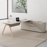 Scrivania da Ufficio Ergonomica Moderna Convertibile ed Estensibile, Arredamento per Manager Esecutivo, Pannello in Legno con Struttura in Acciaio Inossidabile per Uso Ufficio