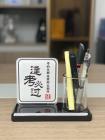 Porte-stylos de bureau en acrylique transparent personnalisé, facile à assembler, pour le rangement de la papeterie, organisation du bureau, style Americana
