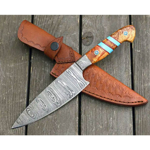 Cuchillo de Chef de Acero de Damasco Hecho a Mano de Primera Calidad, Cuchillo de Cocina Duradero para la Preparación Diaria de Alimentos, Cuchillo de Chef de Damasco Afilado como una Navaja - Product Image 3