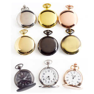 Reloj de Bolsillo con Grabado Láser Brillante, Diseño Retro con Tapa Abatible de Doble Cara, Caja Redonda de Aleación de Cuarzo, Estilo Casual, Venta al Por Mayor Boshiyaya - Product Image 1