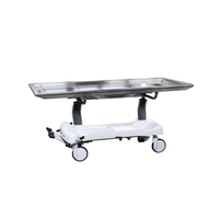 Chariot mortuaire Roundfin en tôle pour le transport de corps, chariot de morgue en acier inoxydable pour cadavres