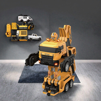 Mobil RC Transformer 4WD Kendaraan Teknik Robot Mainan Elektrik Remote Control Excavator Crane Truk untuk Bermain di Dalam dan Luar Ruangan