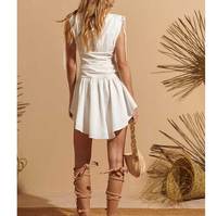 2025 nouveauté été pour robe de pansement pour femmes V profond Mini robe plissée décontractée élégante tissée avec taille naturelle plaine