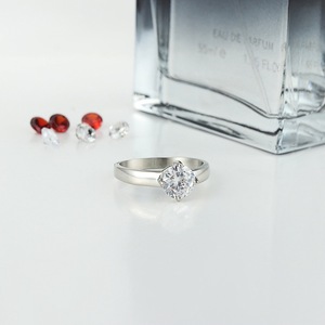 yunnique Silver Diamond <b>Ring</b> Claw Setting Unisex Wedding Engagement <b>Ring</b> <b>Titanium</b> Steel Jewelry Geometric Design FY21057 - Product Image 3