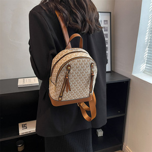 Summer Trend Korean Version Of The <b>Travel</b> Student Class Style <b>Backpack</b> Fashion Retro Printing Shoulder Bag <b>For</b> <b>Women</b> Ladies - Product Image 5