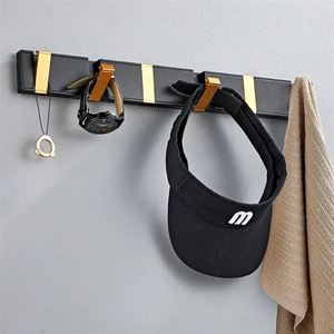 Porte-manteau mural pliable en aluminium sans perçage pour couloir, chambre, porte, chapeaux, vêtements, cuisine, toilettes – Crochets muraux noirs - Product Image 2