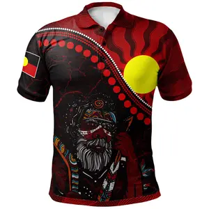 Polo inspirado en los aborígenes-Camisas diseñadas para personalización de <span class=keywords><strong>pueblos</strong></span> indígenas y sol Camisa informal directa de fábrica al por mayor - Product Image 1