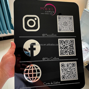 Soporte Vertical para Letreros con Código QR de Acrílico Artful Cosmos, con Base de Madera, para Publicidad en Restaurantes y Comercios, Estilo Elegante - Product Image 3