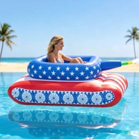 Bouée gonflable en forme de char d'assaut pour piscine, jouet aquatique pour enfants, avec canon à eau, pour fêtes à la plage et au lac