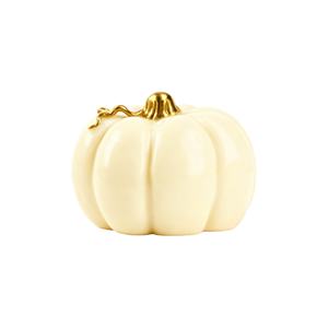 Figura Decorativa de Calabaza Blanca Cremosa de Resina Personalizada con Tallo Dorado y Acabado Brillante para una Elegante Decoración Otoñal de Halloween - Product Image 1