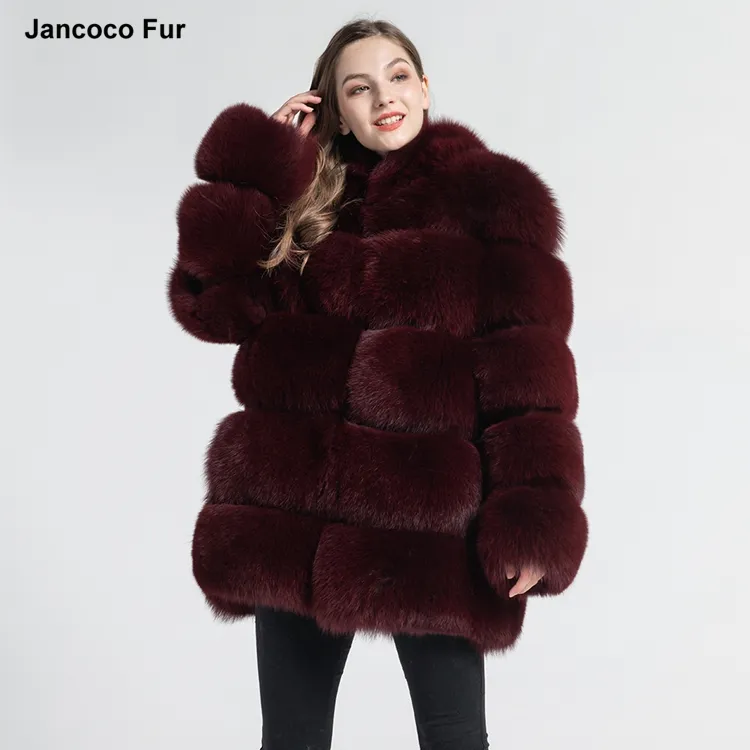New Style Wholesale 5 Rows Real Fox Fur Coat Women Warm Fashionable Fur Outerwear