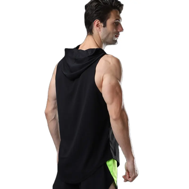 थोक भारोत्तोलन जाल कपड़ा हुड वाली पुरुष टॉप शर्ट हवादार त्वरित सुखाने वाले तीन रंग के स्पोर्ट्सवियर