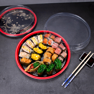 Boîte à sushi ronde jetable, boîte d'emballage pour fruits <span class=keywords><strong>de</strong></span> <span class=keywords><strong>mer</strong></span>, oie rôtie, boîte japonaise pour sashimi, riz et rouleaux <span class=keywords><strong>de</strong></span> légumes, plat Shouxi - Product Image 4