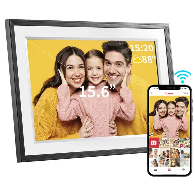 15.6 Inch WiFi Digital Photo Frame Smart Electronic Picture Frame with Mobile App Photo Sharing for Home and Gifts