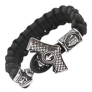 Moda de lujo vikingo nórdico Acero inoxidable brújula cuenta cuerda trenzada Thor Mjolnir martillo Paracord pulsera <span class=keywords><strong>para</strong></span> hombre - Product Image 1