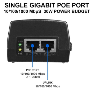 Inyector PoE de un solo puerto al por mayor, adaptador de corriente Gigabit de 30W, para cámaras IP y AP, suministro confiable de fábrica - Product Image 2