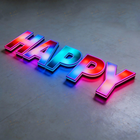 Lettres lumineuses LED RGB personnalisées en acier inoxydable 3D, alimentées par prise, pour la publicité extérieure des magasins